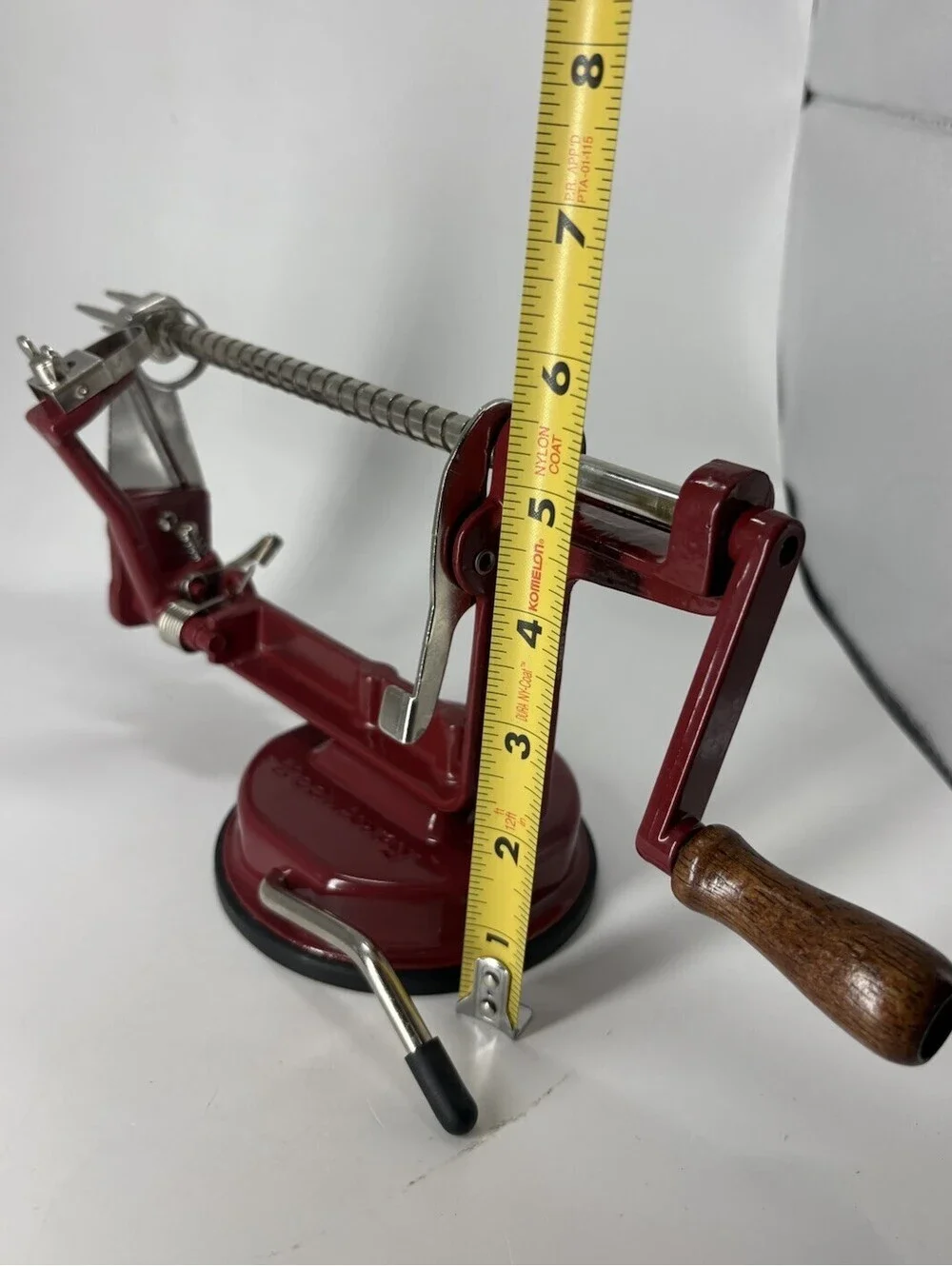 Back To Basics “Peel Away” Apple Peeler Corer Slicer Red Hand Crank With Box
